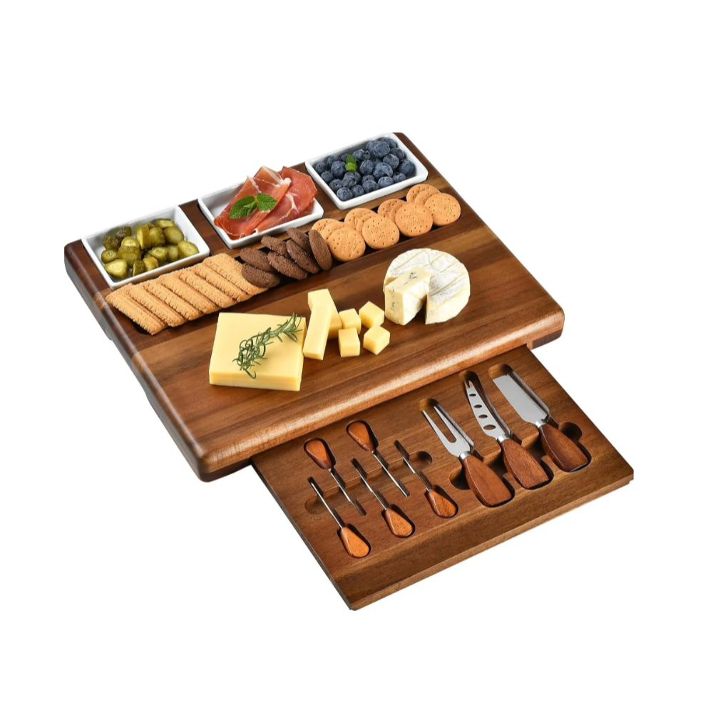 Acacia Wood Charcuterie Board Set with Bowls & Utensils