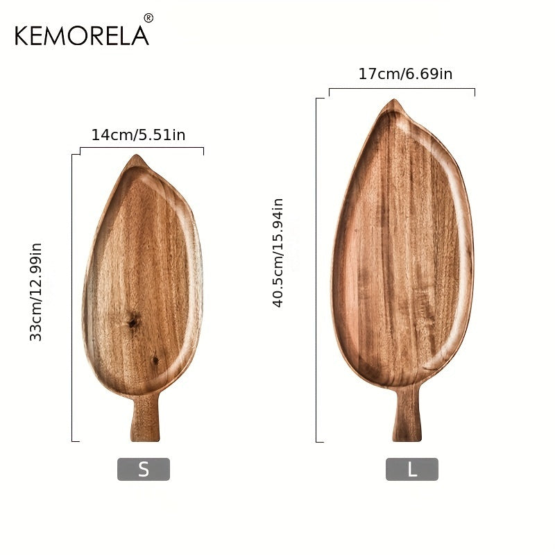 Wooden Leaf Snack Tray: Japanese Style Sushi & Dessert Plate