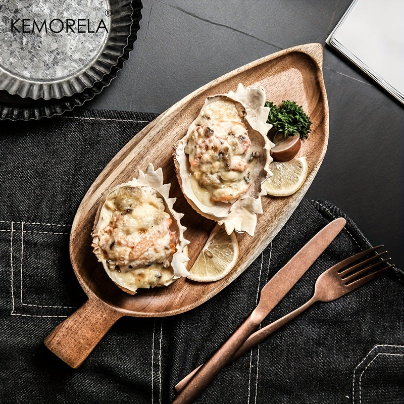 Wooden Leaf Snack Tray: Japanese Style Sushi & Dessert Plate