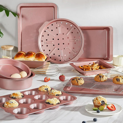 HONGBAKE Nonstick Bakeware Set, 10-Piece with Wider Grips