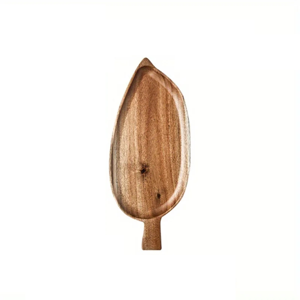 Wooden Leaf Snack Tray: Japanese Style Sushi & Dessert Plate
