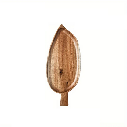 Wooden Leaf Snack Tray: Japanese Style Sushi & Dessert Plate